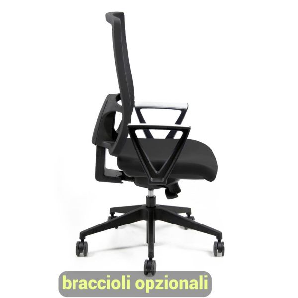 Sedia operativa girevole Unisit Nereide NDA schienele in rete - rivestimento Eco nero - NDA/EN