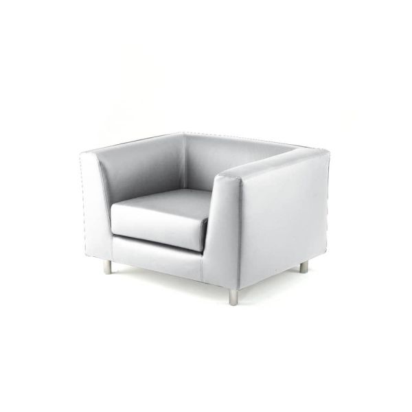 Divano attesa a 1 posto Unisit Quad QD1 schienale fisso - rivestimento in vera pelle bianco - QD1/PQ