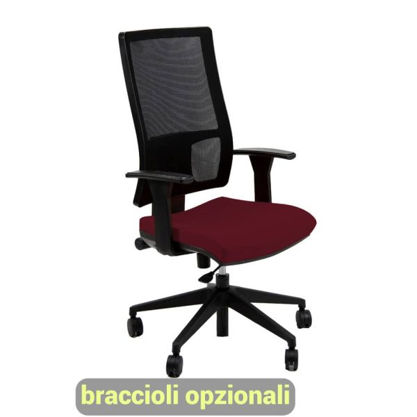 Sedia operativa girevole Unisit Nereide NDA schienele in rete - rivestimento ignifugo bordeaux - NDA/ID