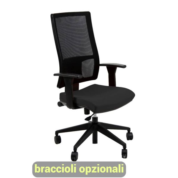 Sedia operativa girevole Unisit Nereide NDA schienele in rete - rivestimento ignifugo nero - NDA/IN