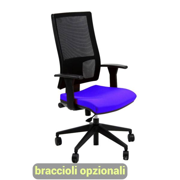Sedia operativa girevole Unisit Nereide NDA schienele in rete - rivestimento fili di luce blu - NDA/F11
