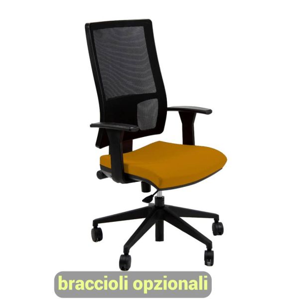 Sedia operativa girevole Unisit Nereide NDA schienele in rete - rivestimento Eco arancione - NDA/EA