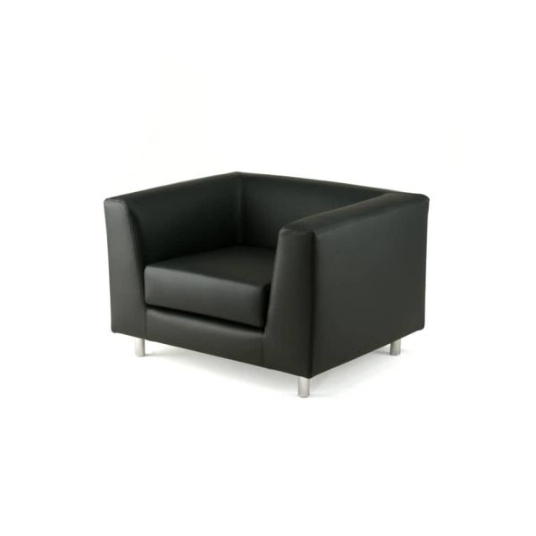 Divano attesa a 1 posto Unisit Quad QD1 schienale fisso - rivestimento tessuto ecopelle nero - QD1/KN