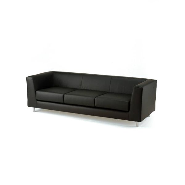 Divano attesa a 3 posti Unisit Quad QD3 schienale fisso - rivestimento tessuto ecopelle nero - QD3/KN