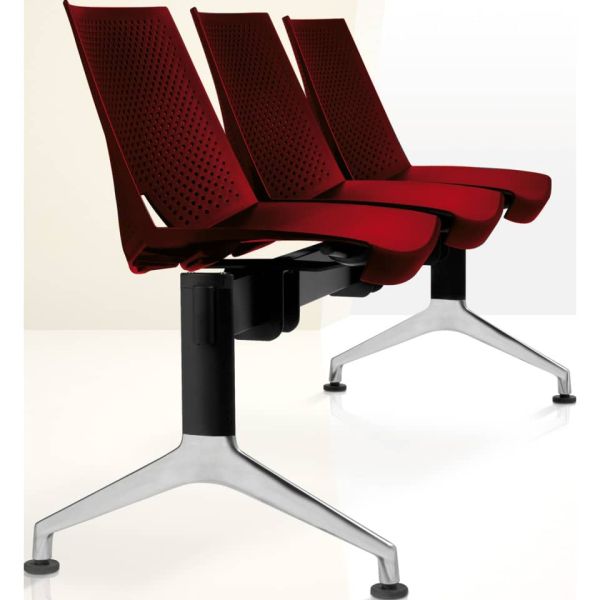 Panca 3 posti attesa Unisit Strike SK3PT con tavolino - schienale fisso - PPL rosso - SK3PT/RO
