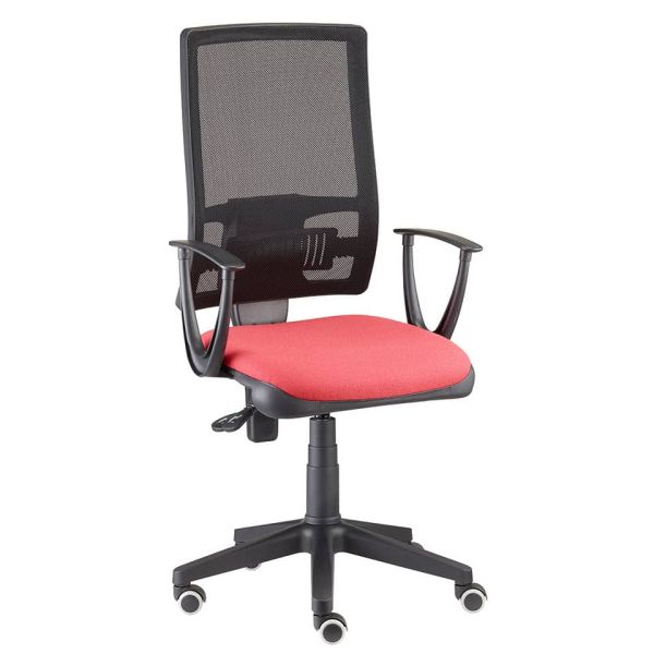 Sedia operativa girevole Unisit Nereide NDA schienele in rete - rivestimento Eco rosso - con braccioli - NDA/BRTM/ER