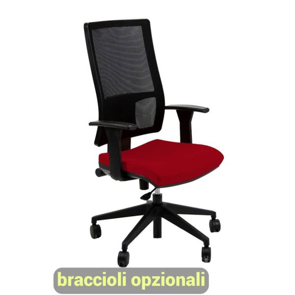 Sedia operativa girevole Unisit Nereide NDA schienele in rete - rivestimento Eco rosso - NDA/ER