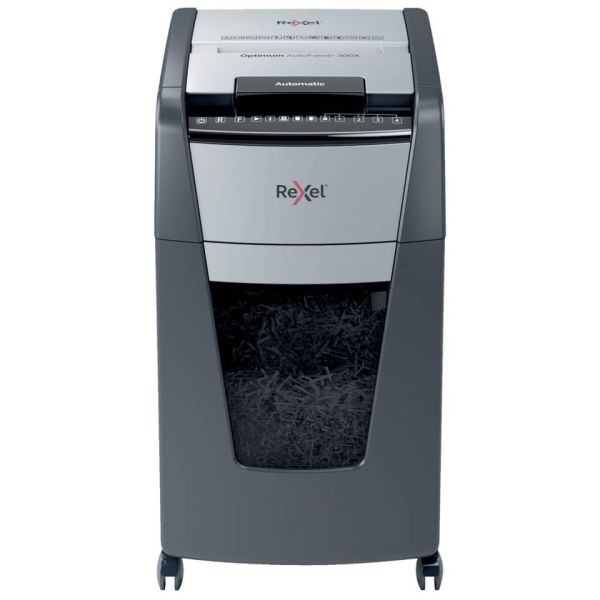 Distruggidocumenti uso frequente Optimum AutoFeed+ 300X EU Rexel P-4  60 L taglio a frammenti 4x26 mm - nero - 2020300XEU