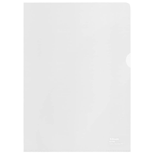 Buste a L Esselte De Luxe f.to 22x30 cm 100% riciclate antiriflesso trasparenti conf. 100 pezzi - 627499