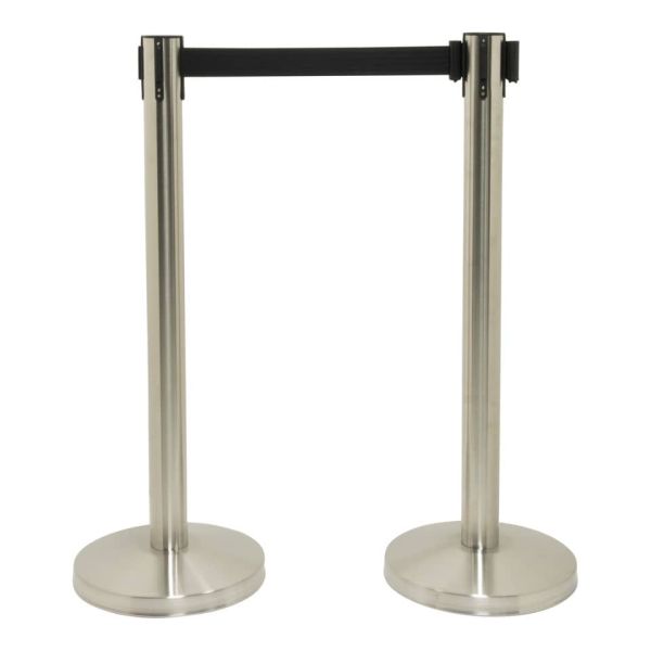 Set di 2 colonne segnapercorso Securit® 93x33x33 cm nastro retrattile nero 210 cm acciaio inox  grigio-nero RS-RT-LW-CH