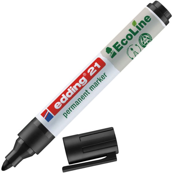 Marcatore permanente Edding 21 EcoLine punta tonda - tratto 1,5-3 mm nero - 4-21001