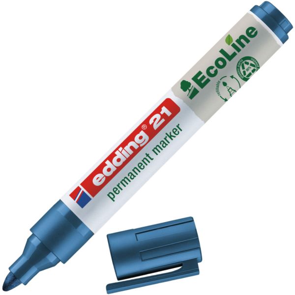 Marcatore permanente Edding 21 EcoLine punta tonda - tratto 1,5-3 mm blu - 4-21003