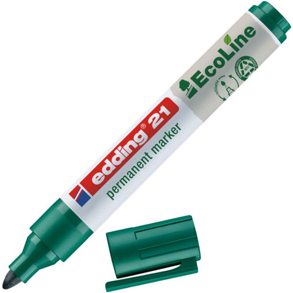 Marcatore permanente Edding 21 EcoLine punta tonda - tratto 1,5-3 mm verde - 4-21004