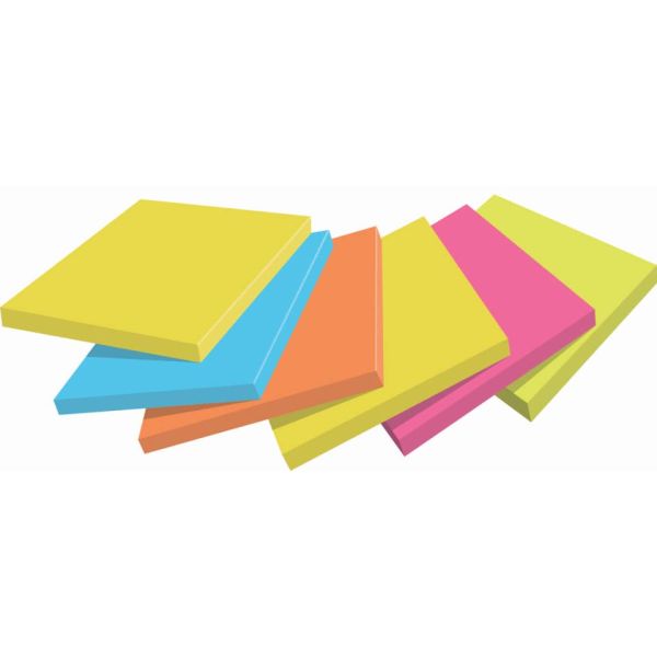 Foglietti riposizionabili Post-it® Notes Energetic 76x76 mm neon assortiti conf. 6 bloc. da 100 ff - 654-TFEN