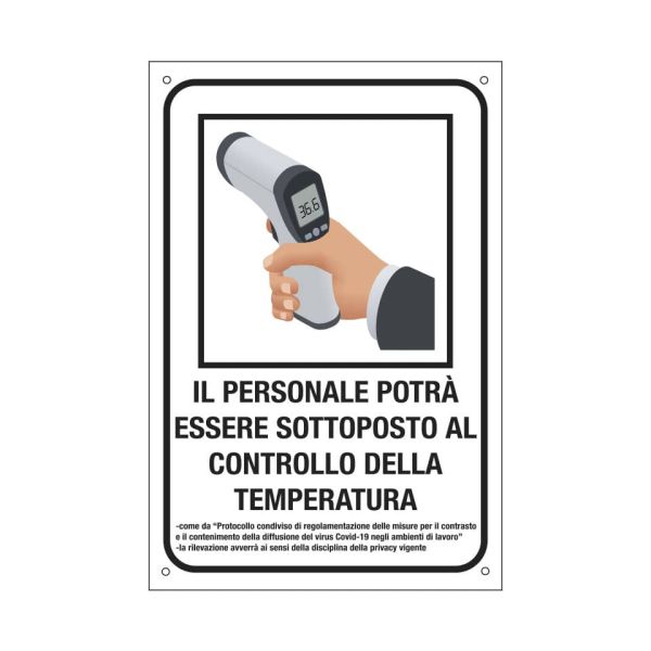 Cartello informativo 20x30 cm Cartelli Segnalatori ''Controllo temperatura del personale'' - E35348