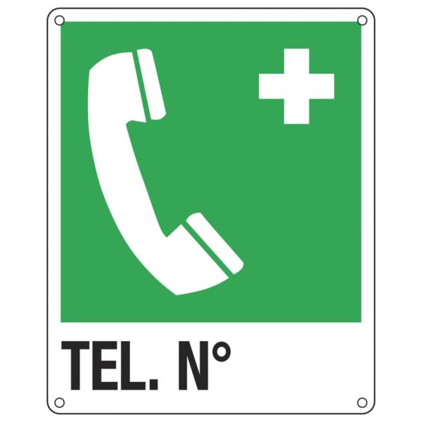 Cartello d'emergenza 25x31 cm Cartelli Segnalatori ''Telefono di emergenza. Telefono n°'' - E20162X