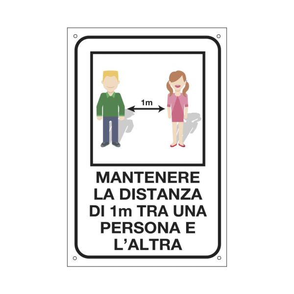 Cartello informativo 20x30 cm Cartelli Segnalatori ''Mantenere la distanza di 1 metro tra una persona e l'altra'' - 35334
