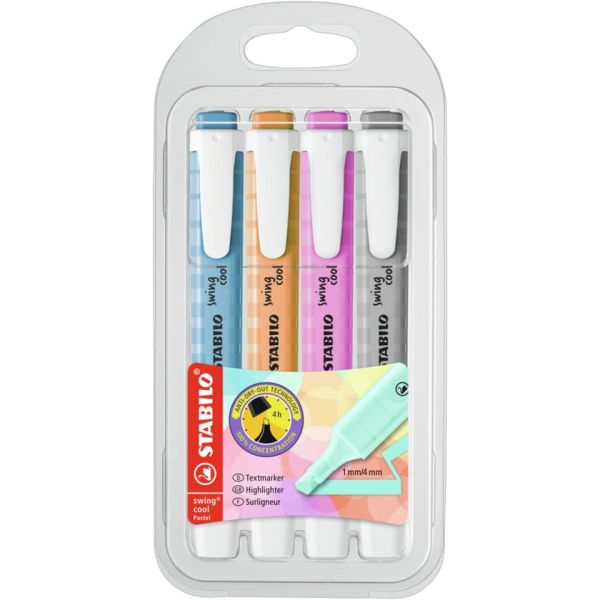 Evidenziatori Stabilo Swing® Cool Pastel conf. 4 colori assortiti - 275/4-08-2