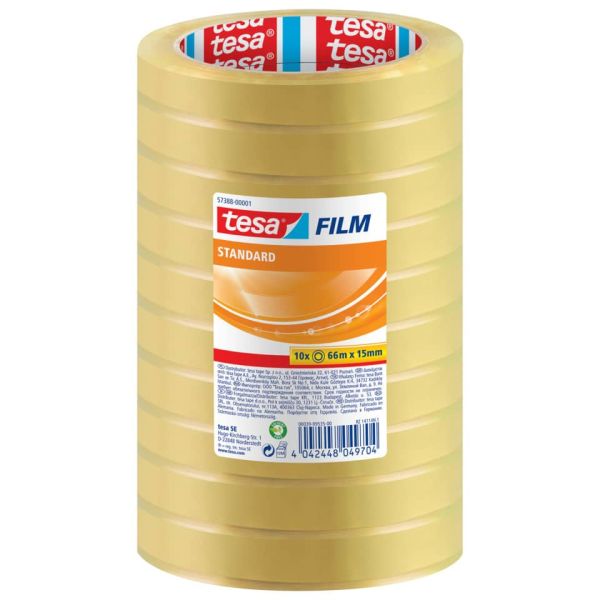 Nastro adesivo Tesafilm® standard trasparente 15 mm x 66 m - torre da 10 rotoli - 57388-00001-01
