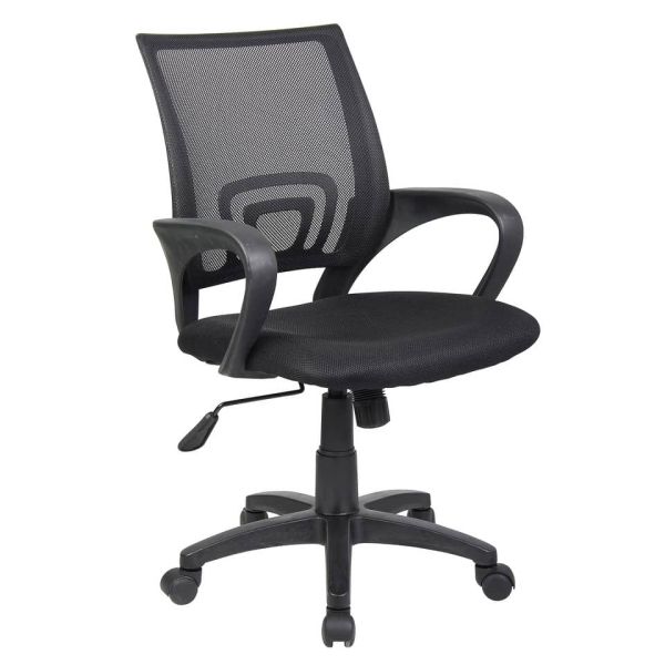Sedia operativa con braccioli  Serena Group St. Louis schienale in rete nero - rivestimento tessuto nero - E8085MK