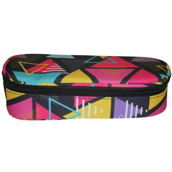 Astuccio ovalino con cerniera piccolo Donau 21x5,5x10,5 cm motivo triangolo colorato - 322131082