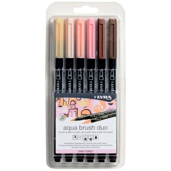 Pennarelli AQUA BRUSH DUO Set 6 pennarelli confezione appendibile Lyra colori skin tones - L6521062