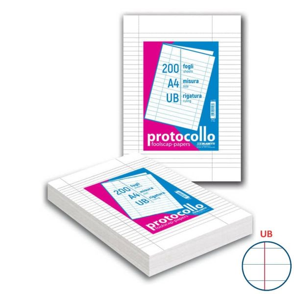 Fogli protocollo A4 - 60 gr/mq - Blasetti uso bollo - senza margini - Risma da 200 fogli - 1283