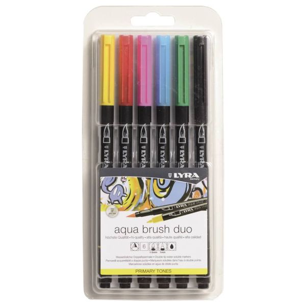 Pennarelli AQUA BRUSH DUO Set 6 pennarelli confezione appendibile Lyra colori primari - L6521060
