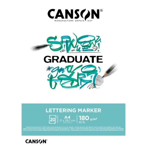 Blocco GRADUATE Lettering Marker A4 20 fogli 180 g/m² Canson bianco C31250P026