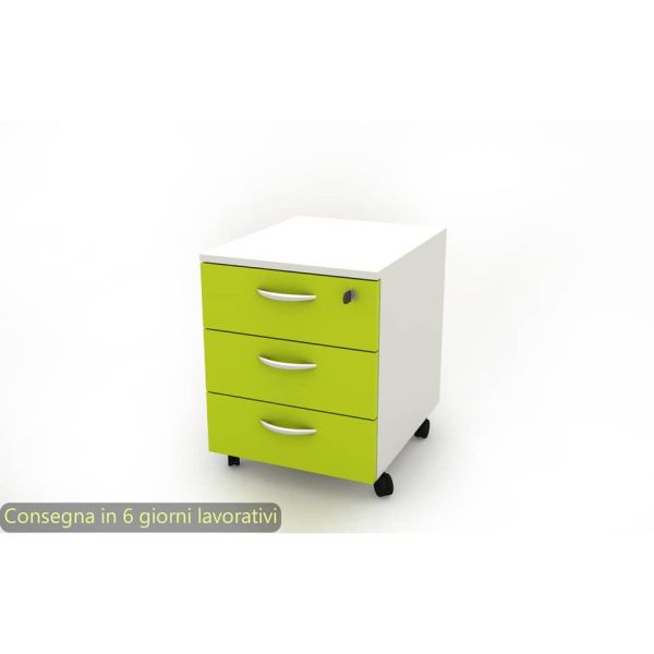 Cassettiera a 3 cassetti su ruote 17020 41x50xH.52,2 cm Artexport struttura bianca/frontalini verdi - 17020/3V/3T
