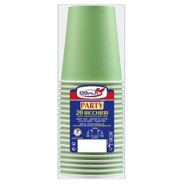 Bicchieri carta WD 250 ml conf. 20 pz Dopla Green verde 42191