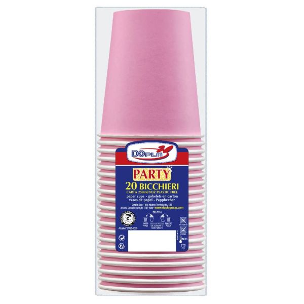 Bicchieri carta WD 250 ml conf. 20 pz Dopla Green rosa 42192