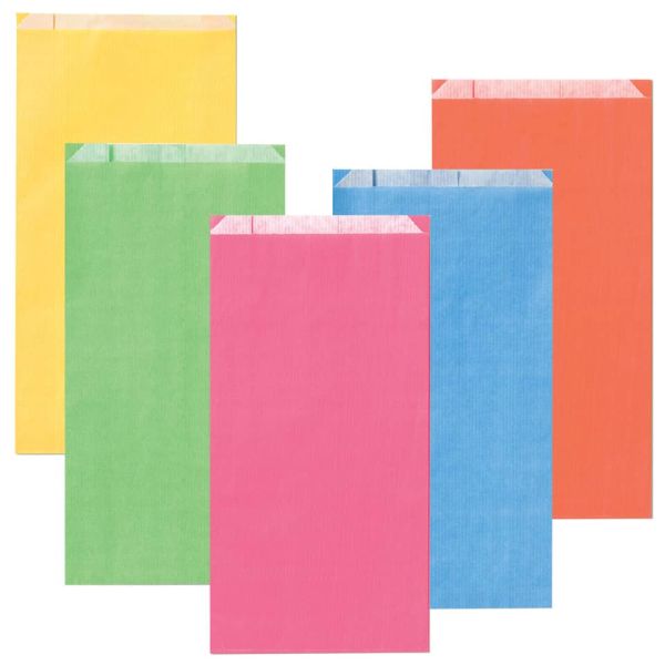 Sacchetti in carta Multicolor 14x28 + 5 cm conf. 100 pz Rex-Sadoch tinte unite chiare assortite - MLC05LIT