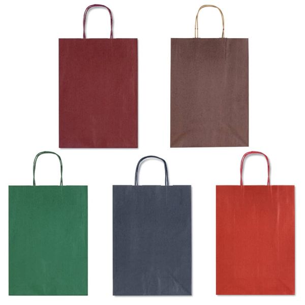 Borsa Allegra su carta kraft bianca colori dark assortiti conf. 25 pz Rex-Sadoch 16x8x21 cm - SDF16DAR