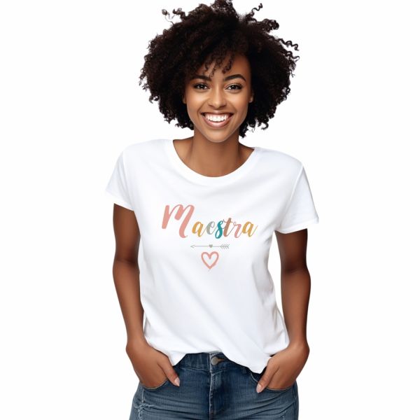 T-shirt Maestra con design cuore e freccia