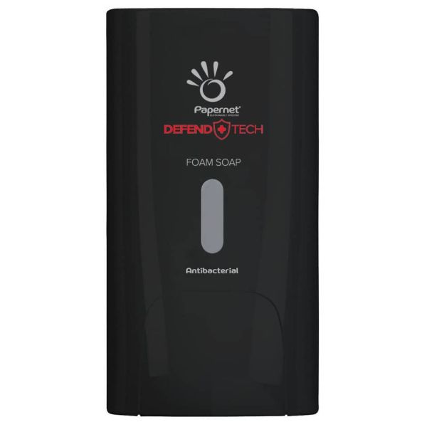 Dispenser antibatterico per sapone in schiuma Papernet Defend Tech nero 22 x 11,6 x 13,9 cm - capacità 0,5 L - 417206
