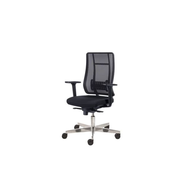 Poltrona semi-direzionale Liberty Syncro Seditaly tessuto ignifugo nero base alluminio LTG0S18EGB1R1