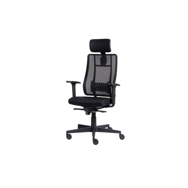 Poltrona semi-direzionale Liberty Syncro Seditaly tessuto ignifugo con poggiatesta nero - LTGPS1TEGB1R1