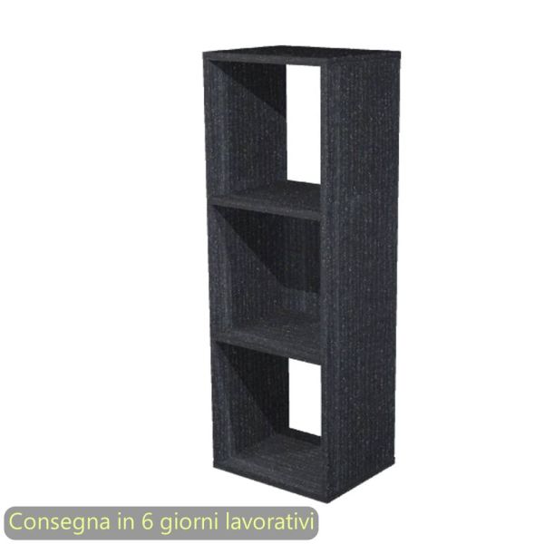 Libreria componibile Maxicolor - 3 caselle - 35,9x29,2x103,9 cm - Artexport nero venato frassino - 3MaxC/8