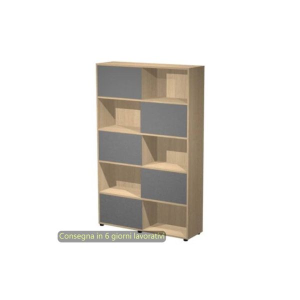 Libreria alta 120x35xH.190,6 cm con 5 ante scorrevoli struttura rovere Blade Artexport ante antracite - 17060/CT
