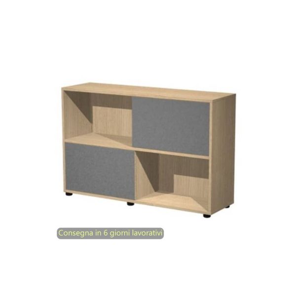 Libreria bassa 120x35xH.79 cm con 2 ante scorrevoli struttura rovere Blade Artexport ante antracite - 17066/CT