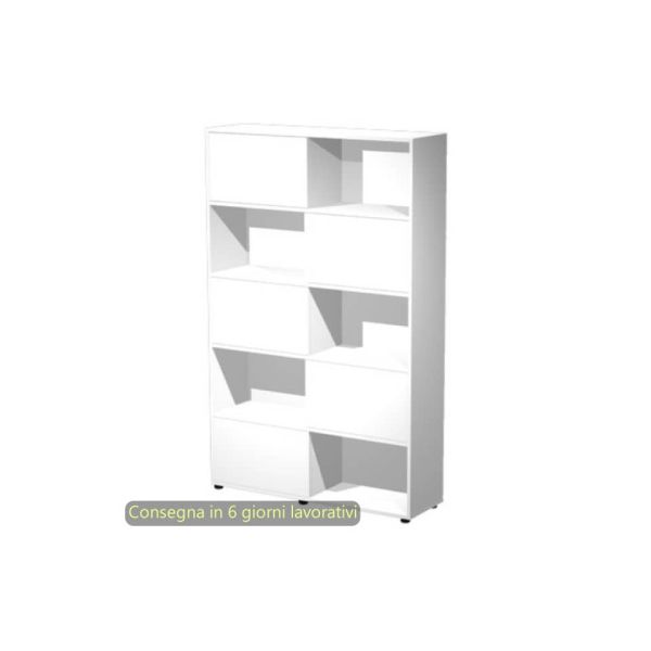 Libreria alta Tetris 5 ripiani con ante scorrevoli 120x35xH.190,6 cm Artexport bianco - 17060/33