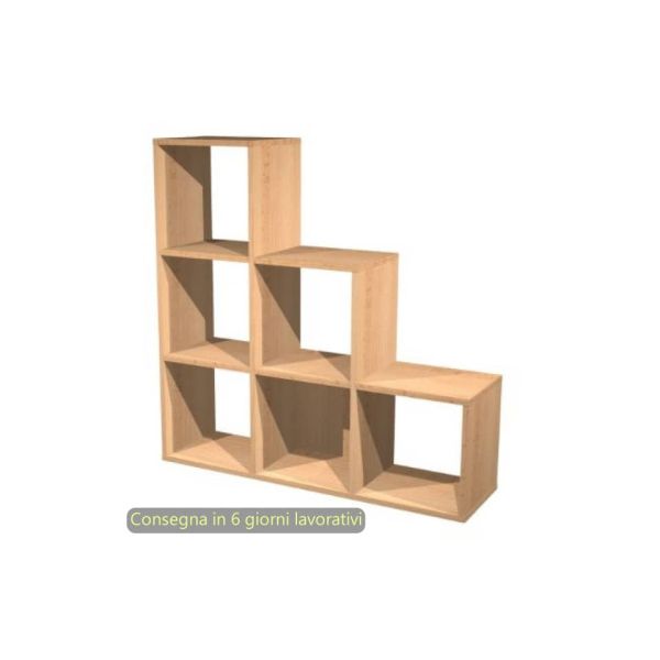 Libreria componibile Maxicolor - 6 caselle a scalare - 104x29,2xH.103,9 cm Artexport faggio - 6DMaxC/6