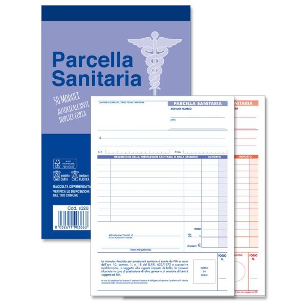 Blocco parcelle sanitarie 50x2 copie autoricalcanti 14x21 cm Z10584Z118504