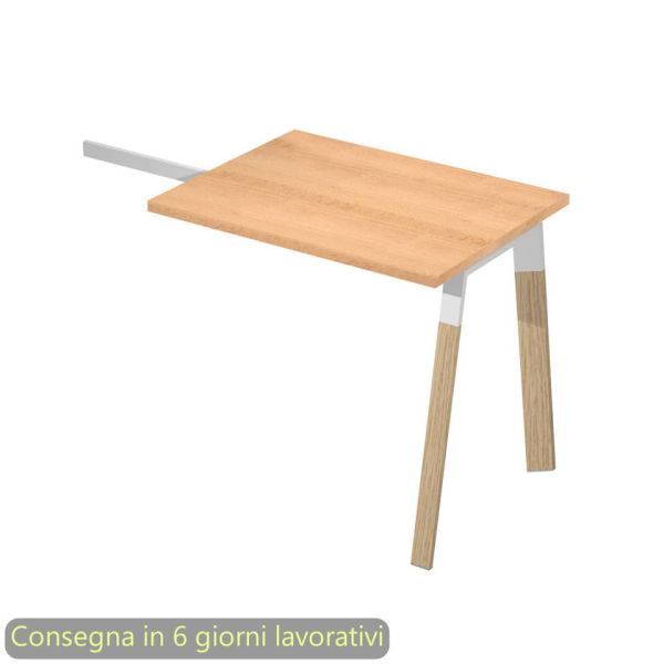 Allungo reversibile per scrivanie K73 Wood 60x80xH.74,4 cm gambe legno e met. bianco Artexport piano faggio W-ALL-6-AM