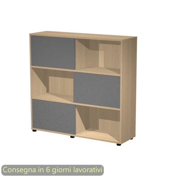 Libreria media 120x35xH.116,2 cm con 3 ante scorrevoli struttura rovere Blade Artexport ante antracite - 17065/CT