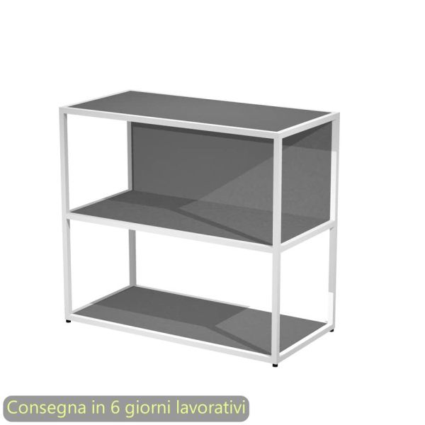 Libreria a giorno bassa 90x44xH.80 cm struttura metallo bianca Artexport Blade ripiani antracite - 270-AN+RP4-T