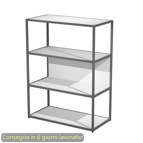 Libreria a giorno media 90x44xH.119 cm struttura metallo antracite Artexport Blade ripiani bianchi - 280-AF+RP5-3