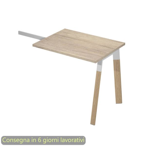 Allungo reversibile per scrivanie K73 Wood 60x80xH.74,4 cm gambe legno e met. bianco Artexport piano rovere canadese