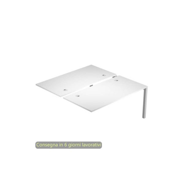Modulo aggiuntivo bench doppio 180x168xH.72,5 cm gambe met.  grigio alluminio Bridge Artexport piano bianco